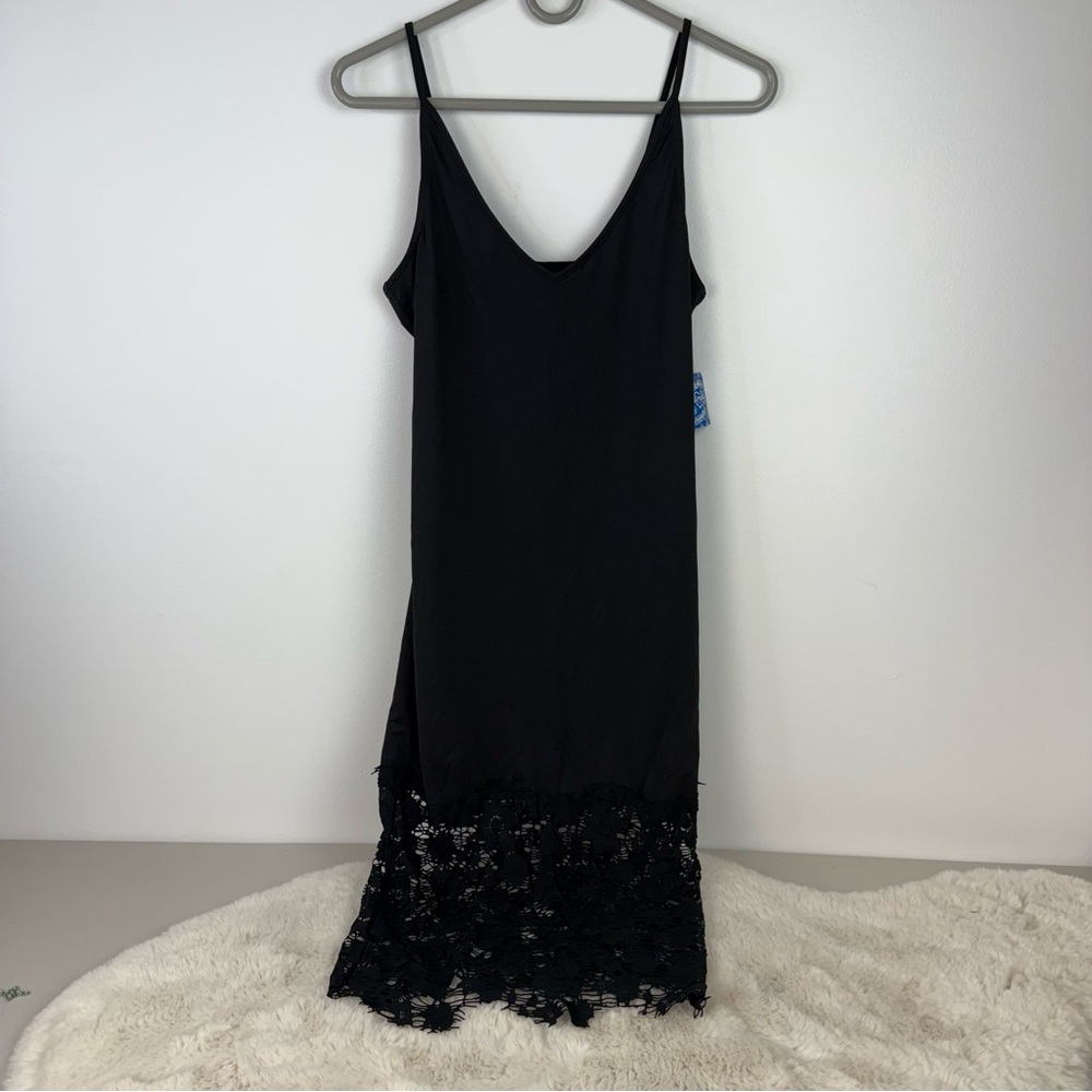 Women's Black Lace-Hem Slip Dress - Free People